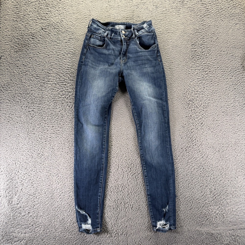 KanCan Jeans Women 27x31 Blue Cotton Denim Skinny Kurvy Faded Streetwear Stretch